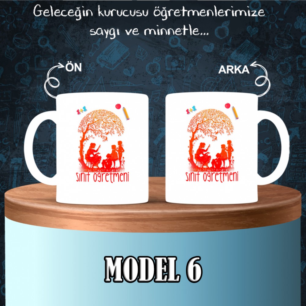 Sınıf Öğretmenlerine özel baskılı seramik kupa bardak