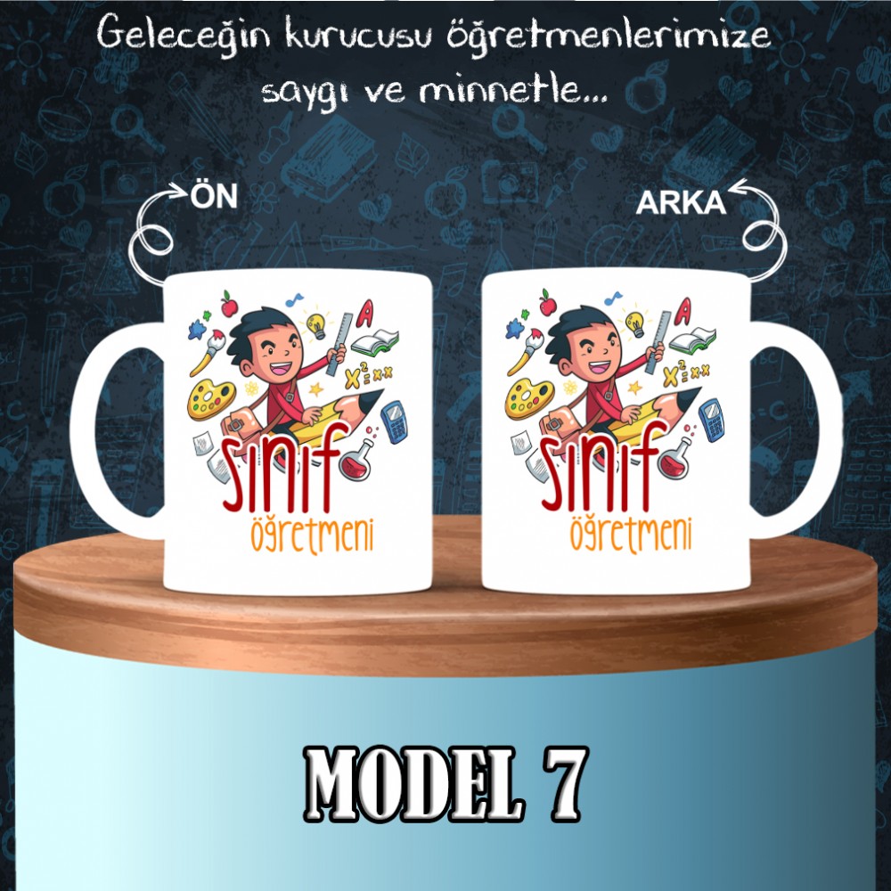 Sınıf Öğretmenlerine Özel Tasarımlı Baskılı Kupa Bardak – MiksHediye
