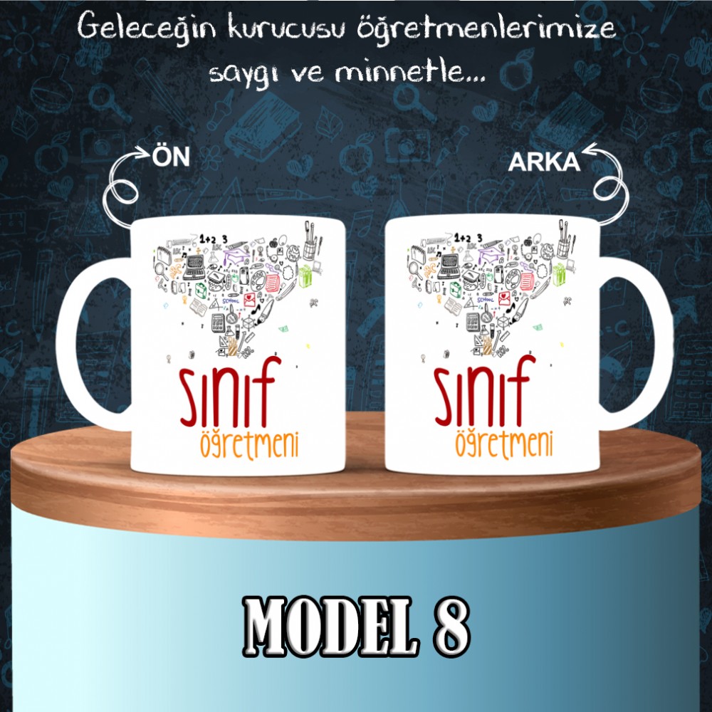 Sınıf Öğretmenlerine özel baskılı seramik kupa bardak