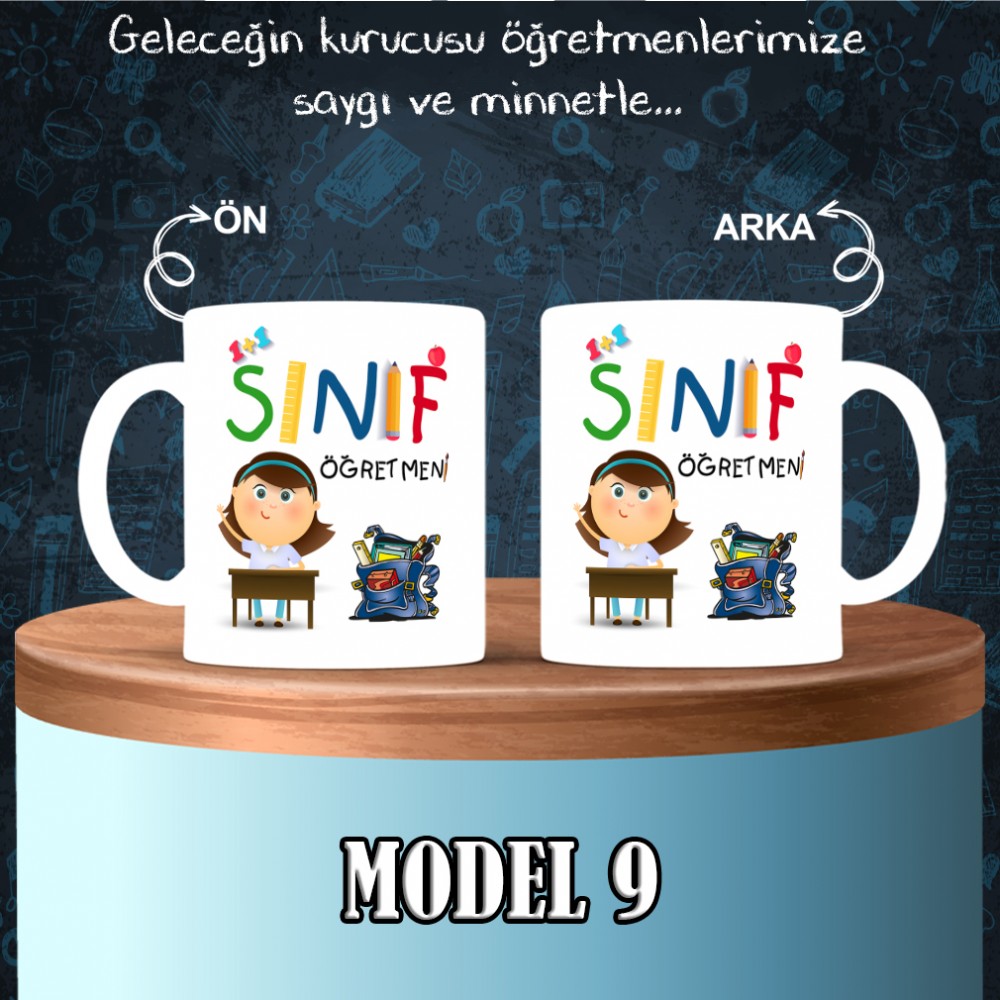 Sınıf Öğretmenlerine özel baskılı seramik kupa bardak