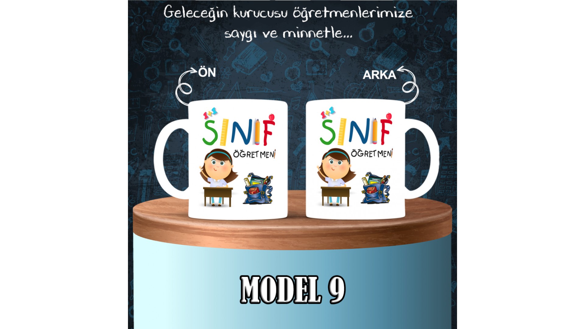 Sınıf Öğretmenlerine özel baskılı seramik kupa bardak