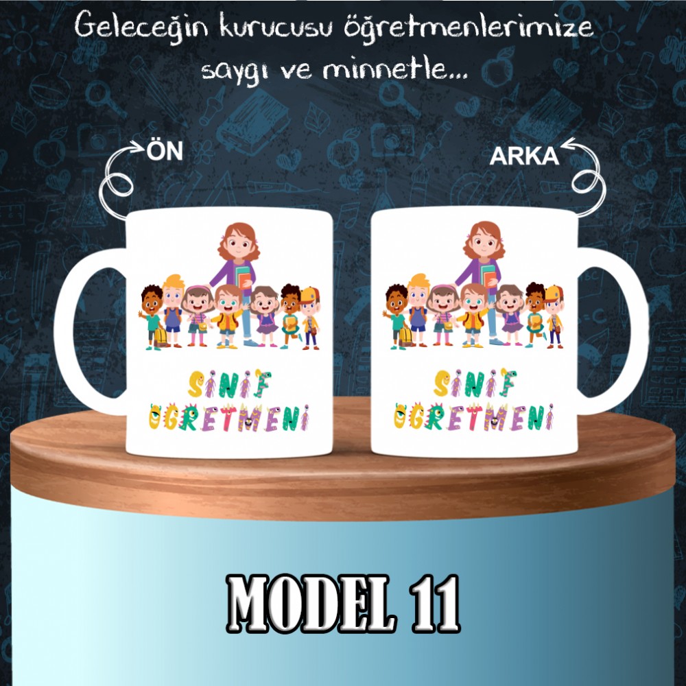 Sınıf Öğretmenlerine özel baskılı seramik kupa bardak