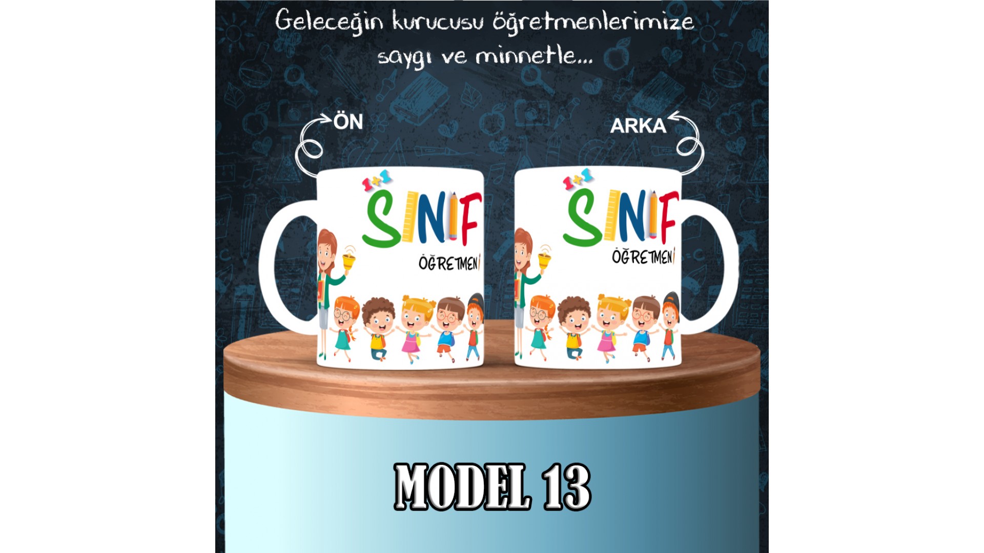 Sınıf Öğretmenlerine özel baskılı seramik kupa bardak