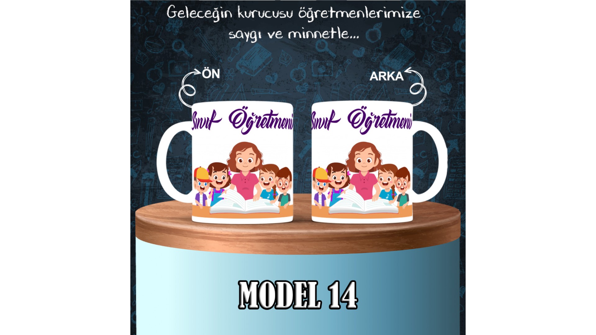 Sınıf Öğretmenlerine özel baskılı seramik kupa bardak