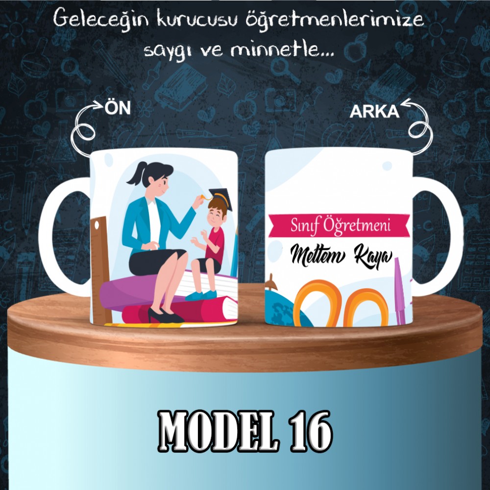 Sınıf Öğretmenlerine özel baskılı seramik kupa bardak
