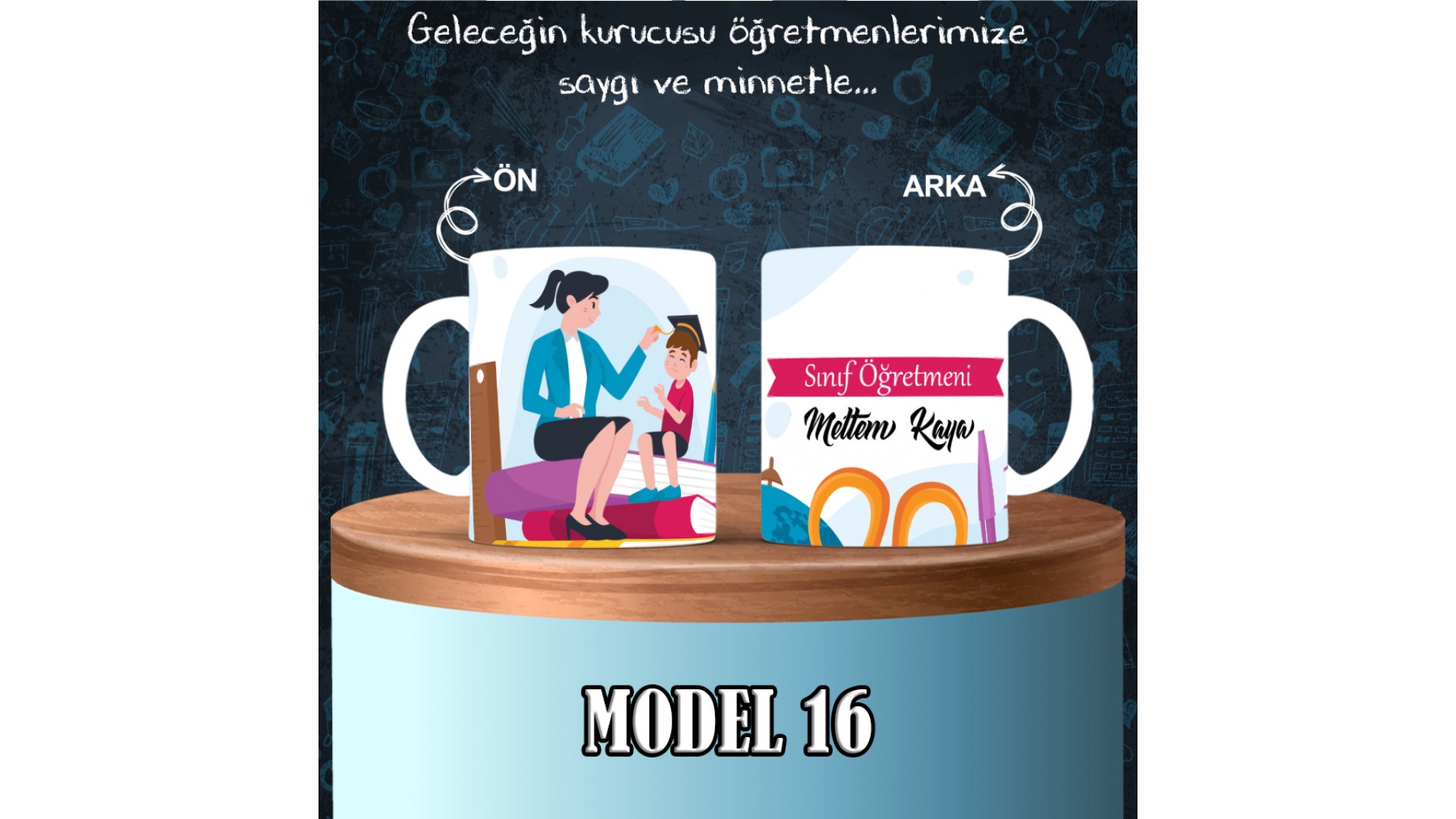 Sınıf Öğretmenlerine özel baskılı seramik kupa bardak