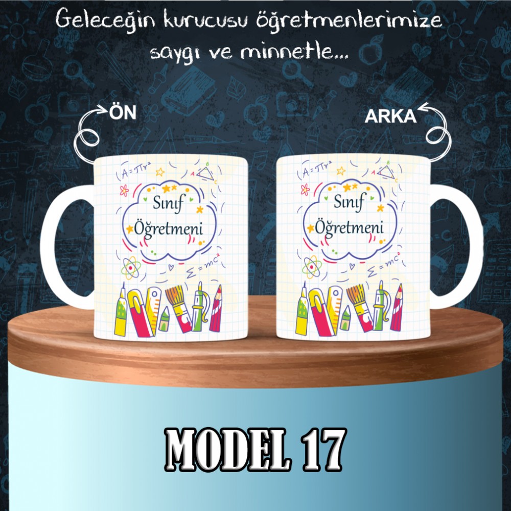 Sınıf Öğretmenlerine özel baskılı seramik kupa bardak