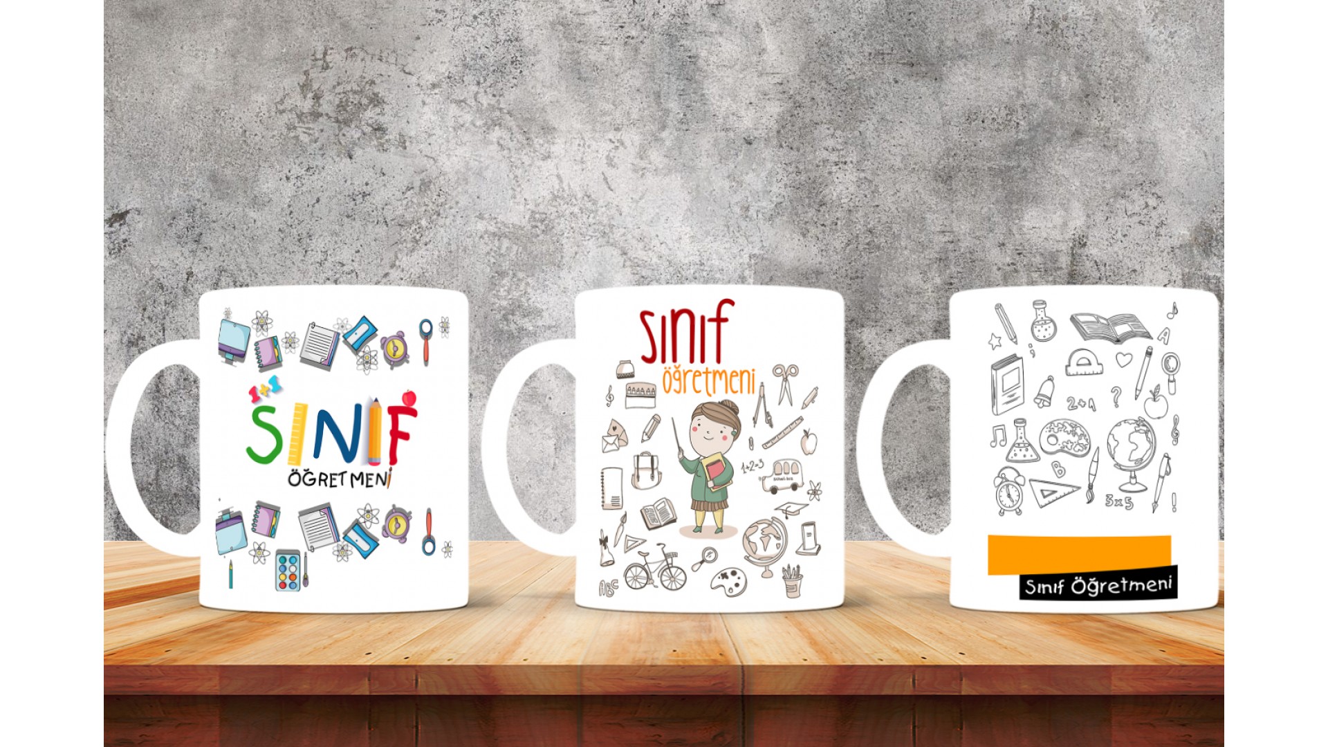 Sınıf Öğretmenlerine özel baskılı seramik kupa bardak