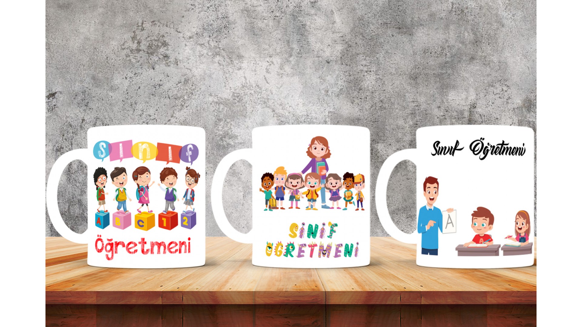 Sınıf Öğretmenlerine özel baskılı seramik kupa bardak