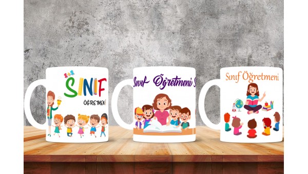 Sınıf Öğretmenlerine Özel Tasarımlı Baskılı Kupa Bardak – MiksHediye