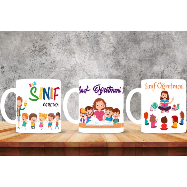 Sınıf Öğretmenlerine Özel Tasarımlı Baskılı Kupa Bardak – MiksHediye
