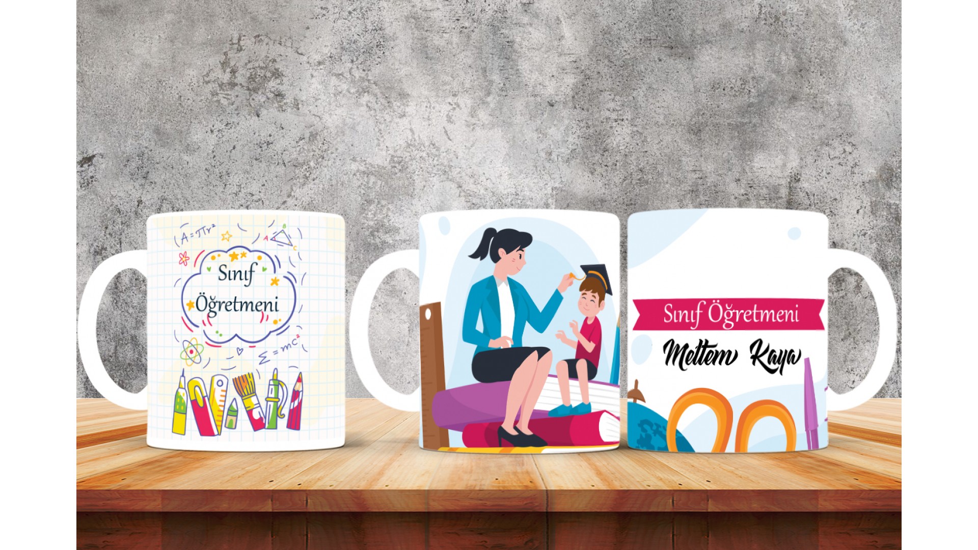 Sınıf Öğretmenlerine özel baskılı seramik kupa bardak