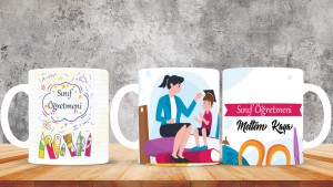 Sınıf Öğretmenlerine özel baskılı seramik kupa bardak