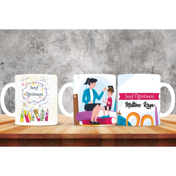 Sınıf Öğretmenlerine Özel Tasarımlı Baskılı Kupa Bardak – MiksHediye
