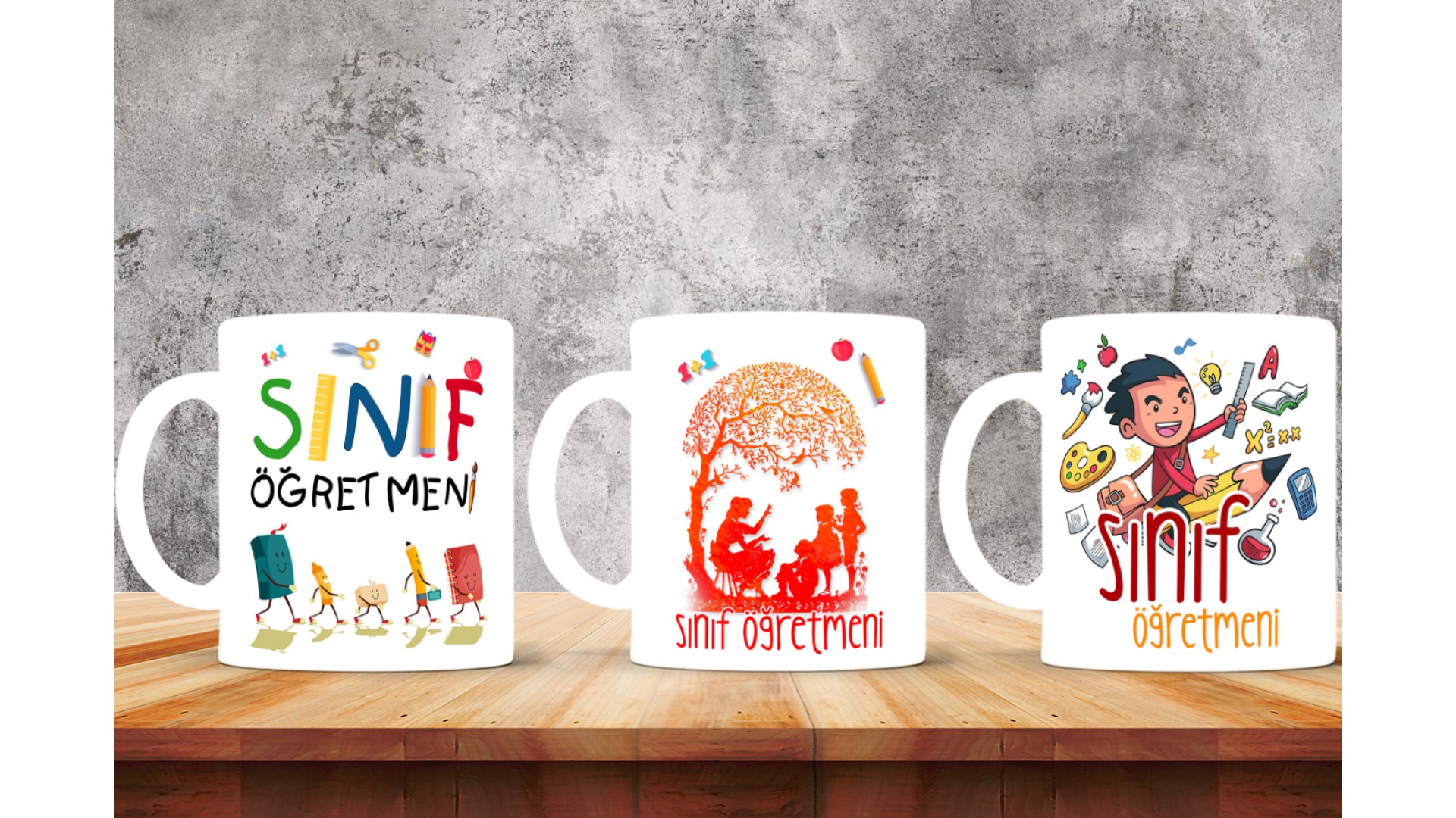 Sınıf Öğretmenlerine özel baskılı seramik kupa bardak