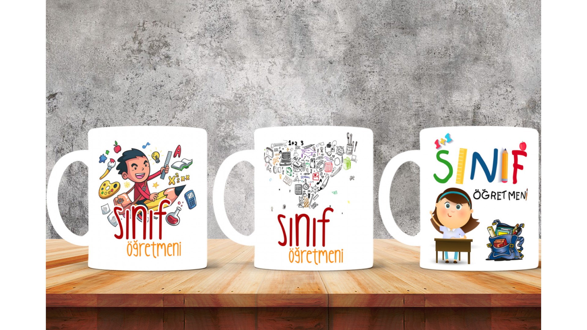 Sınıf Öğretmenlerine özel baskılı seramik kupa bardak