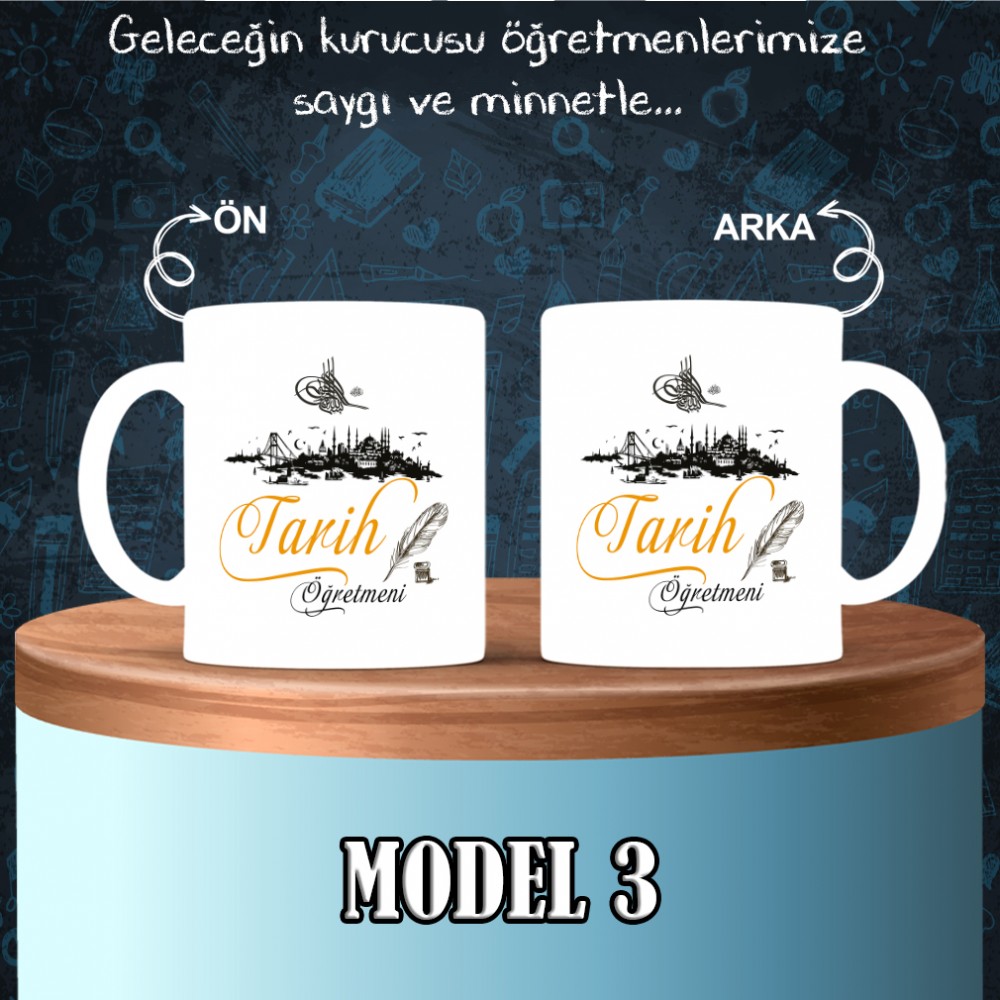 Tarih Öğretmenlerine özel baskılı seramik kupa bardak