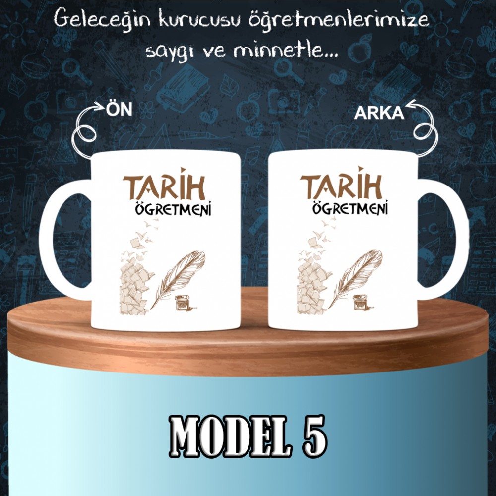 Tarih Öğretmenlerine özel baskılı seramik kupa bardak