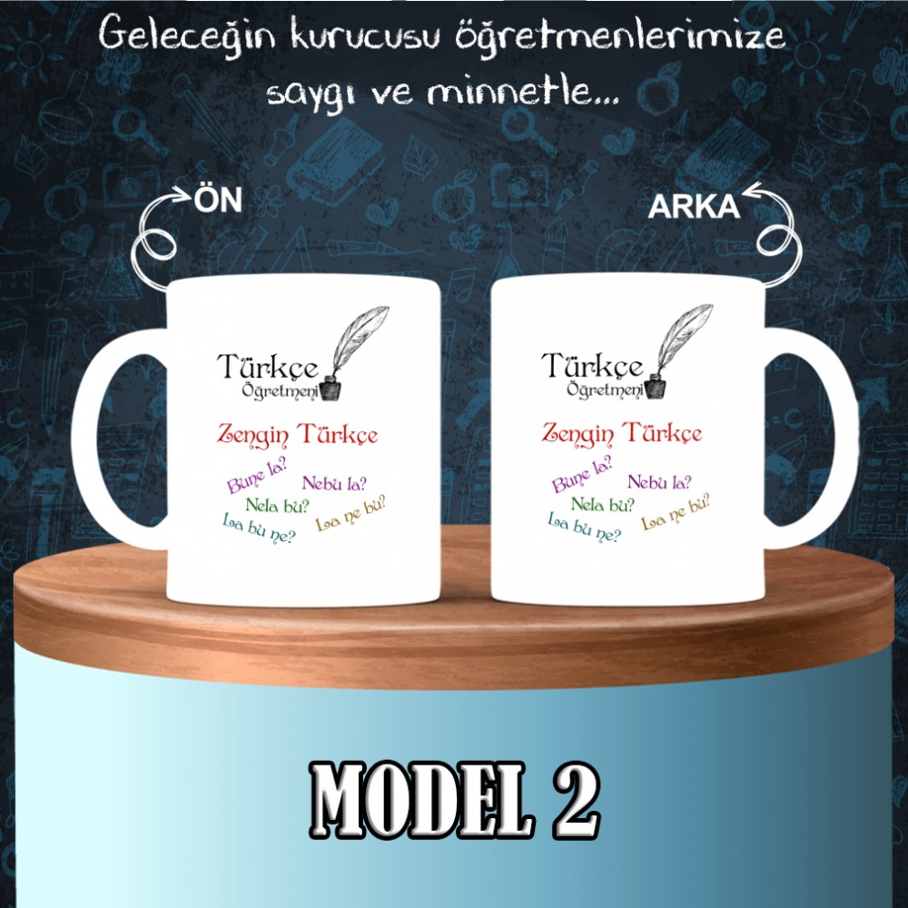 Türkçe Öğretmenlerine özel baskılı seramik kupa bardak