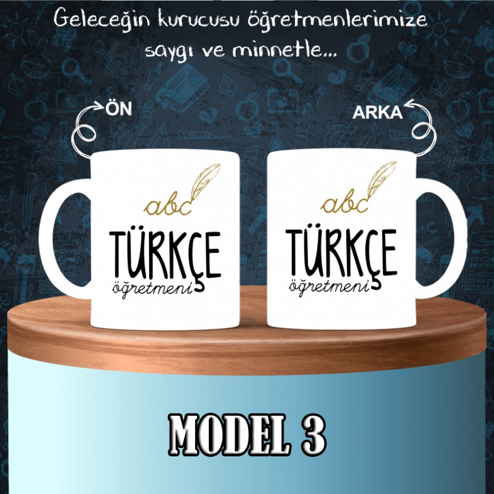 Türkçe Öğretmenlerine özel baskılı seramik kupa bardak