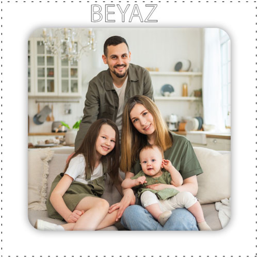 7x7 Kare Baskı Beyaz