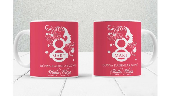 8 Mart Kadınlar  Gününe Özel Tasarımlı Baskılı Kupa Bardak – MiksHediye