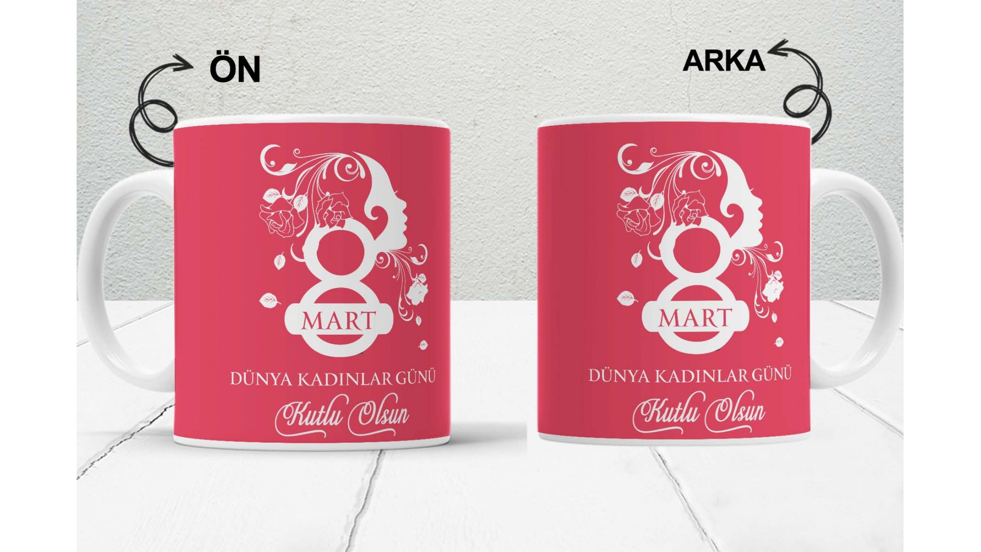 8 Mart Kadınlar  Gününe Özel baskılı seramik kupa bardak