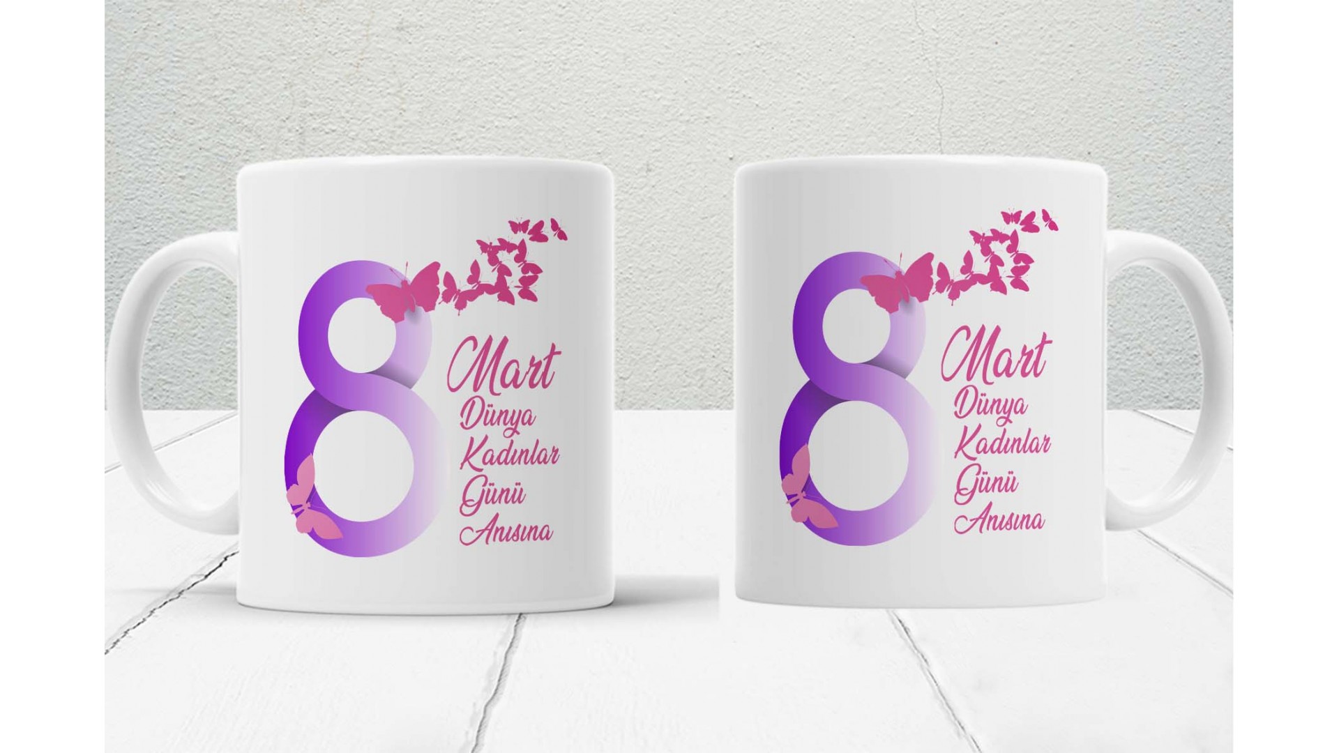 8 Mart Kadınlar  Gününe Özel baskılı seramik kupa bardak