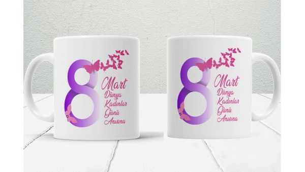 8 Mart Kadınlar  Gününe Özel Tasarımlı Baskılı Kupa Bardak – MiksHediye