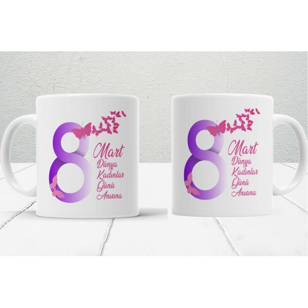 8 Mart Kadınlar  Gününe Özel Tasarımlı Baskılı Kupa Bardak – MiksHediye