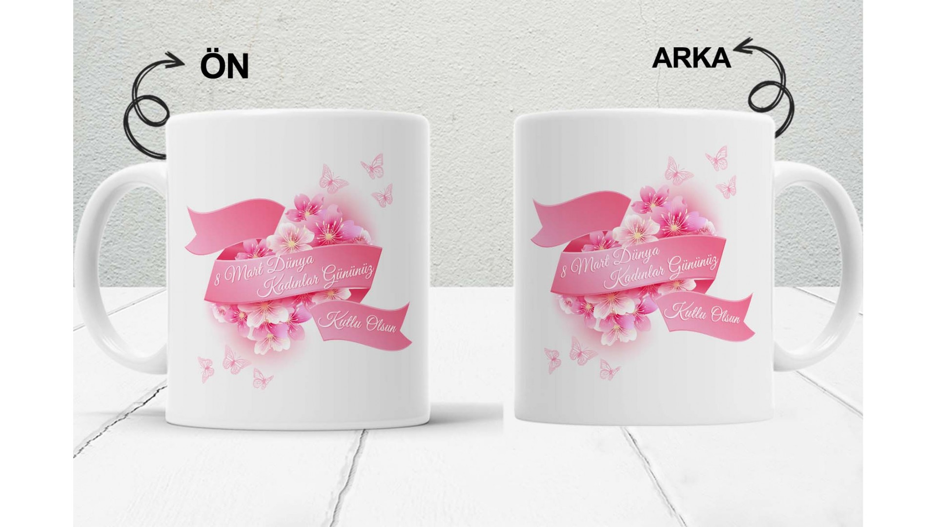 8 Mart Kadınlar  Gününe Özel baskılı seramik kupa bardak