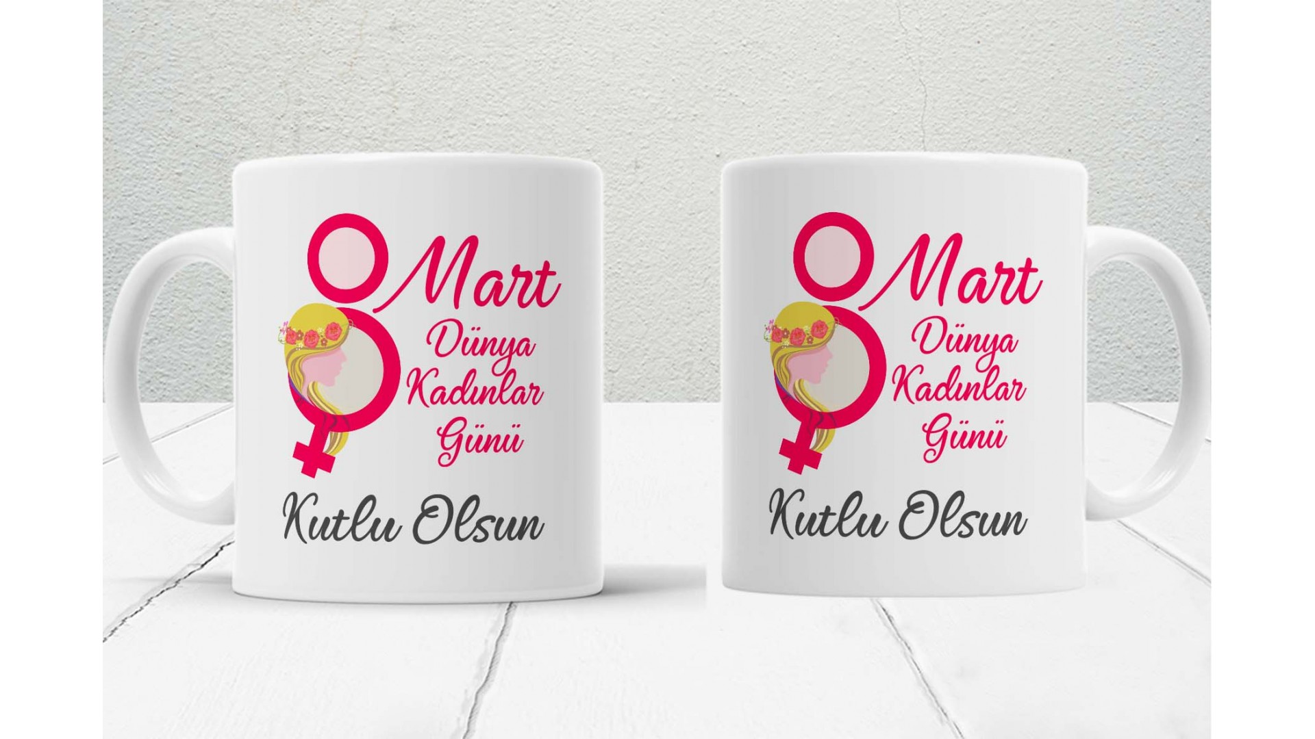 8 Mart Kadınlar  Gününe Özel baskılı seramik kupa bardak