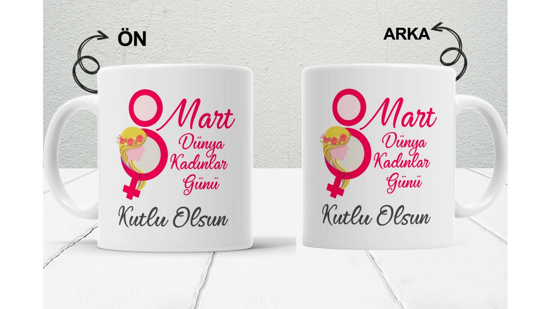 8 Mart Kadınlar  Gününe Özel baskılı seramik kupa bardak