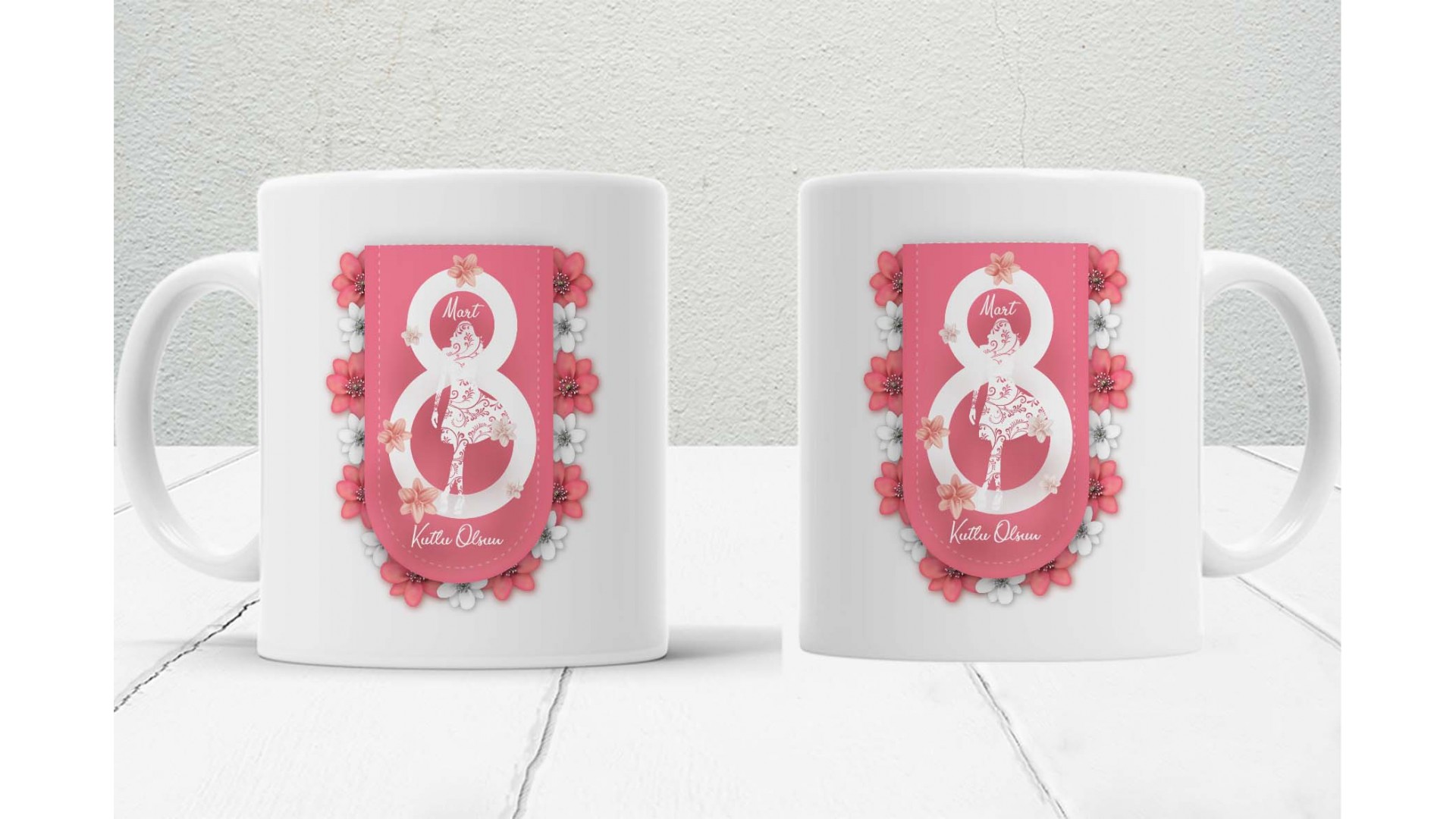 8 Mart Kadınlar  Gününe Özel baskılı seramik kupa bardak