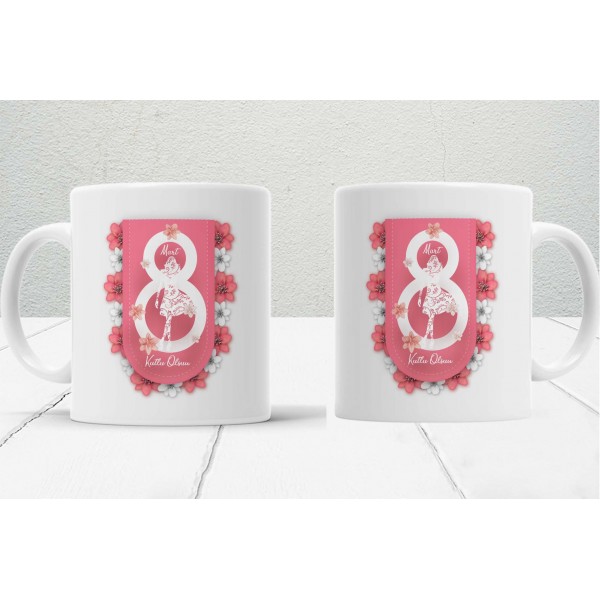 8 Mart Kadınlar  Gününe Özel Tasarımlı Baskılı Kupa Bardak – MiksHediye