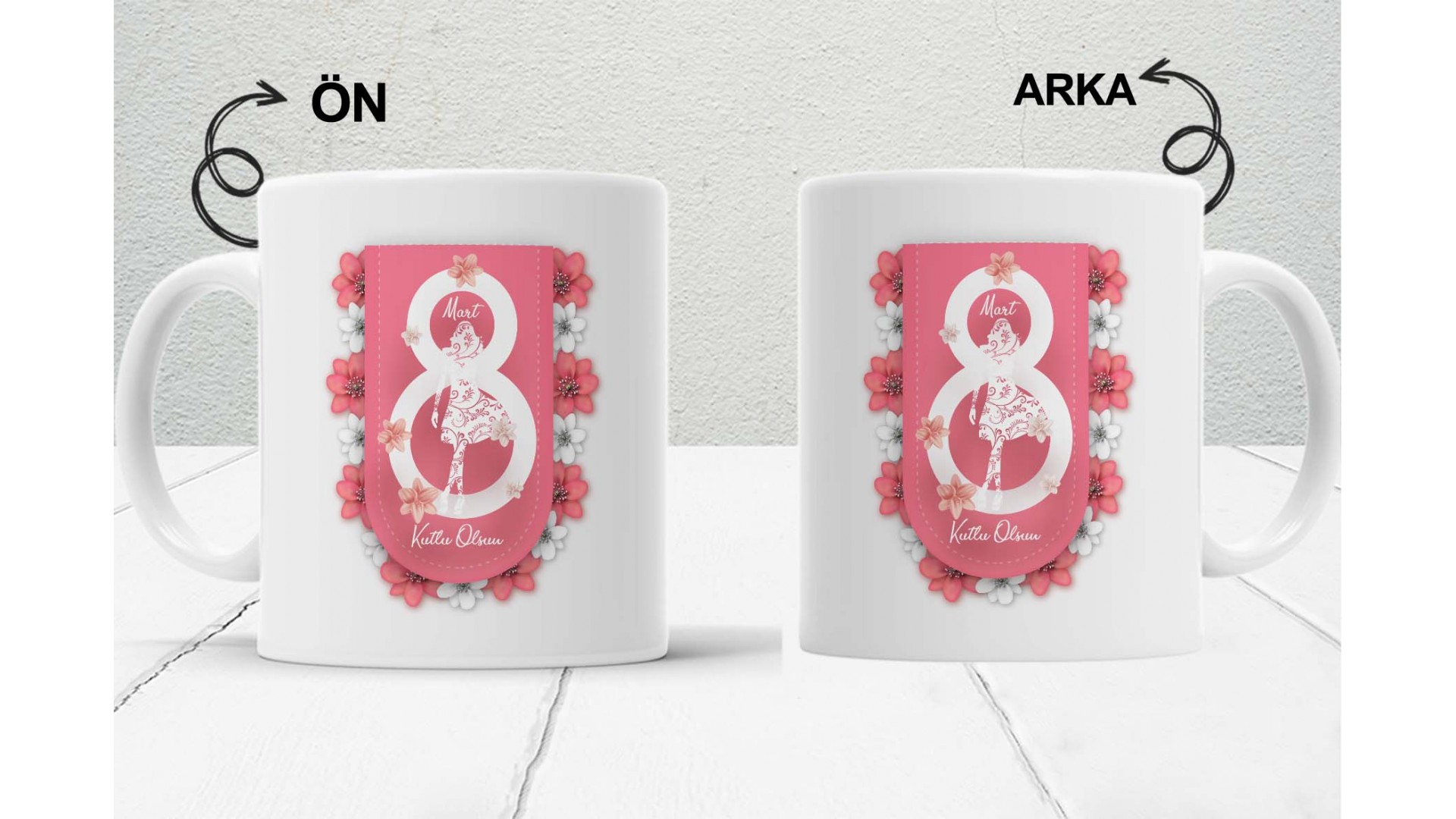 8 Mart Kadınlar  Gününe Özel baskılı seramik kupa bardak