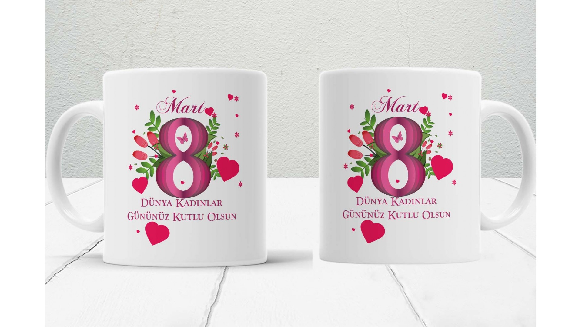 8 Mart Kadınlar  Gününe Özel baskılı seramik kupa bardak