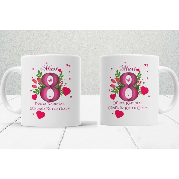 8 Mart Kadınlar  Gününe Özel Tasarımlı Baskılı Kupa Bardak – MiksHediye