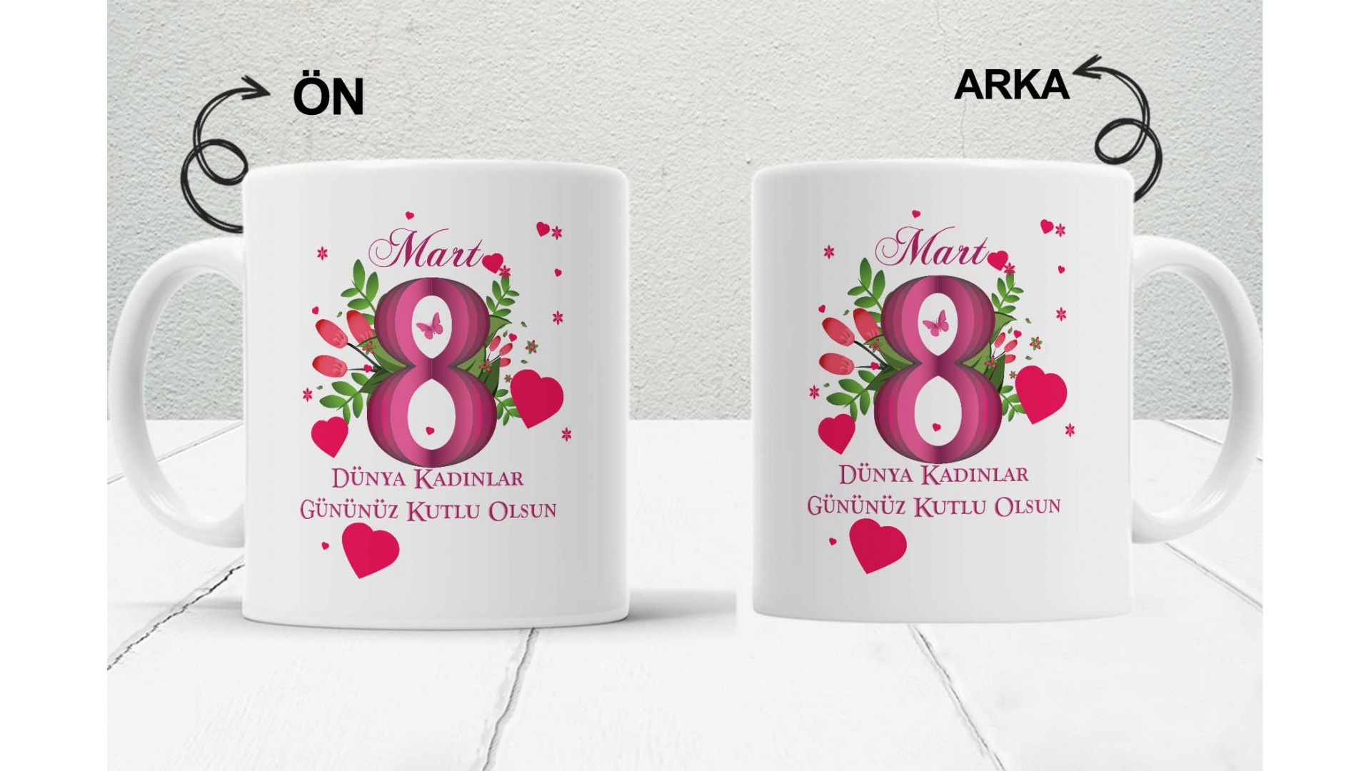 8 Mart Kadınlar  Gününe Özel baskılı seramik kupa bardak