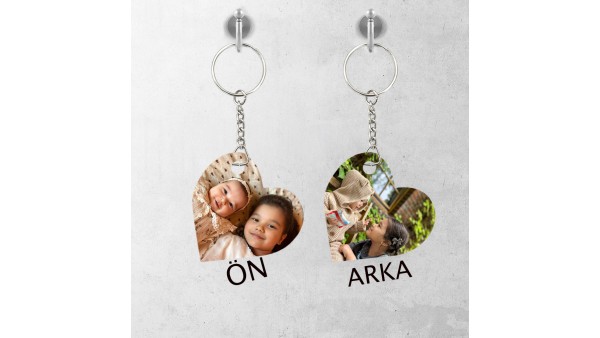 Kişiye Özel Kalp Figürlü Metal Anahtarlık –  Baskılı Premium Anahtarlık