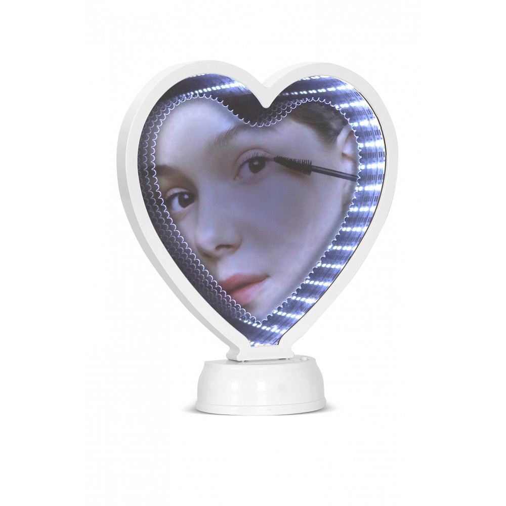 3D LED Işıklı Sihirli Aynalı Kalpli Fotoğraf Çerçevesi