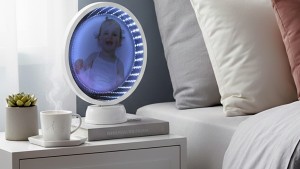 3D led ışıklı sihirli aynalı yuvarlak fotoğraf çerçevesi açık ve kapalı görünüm