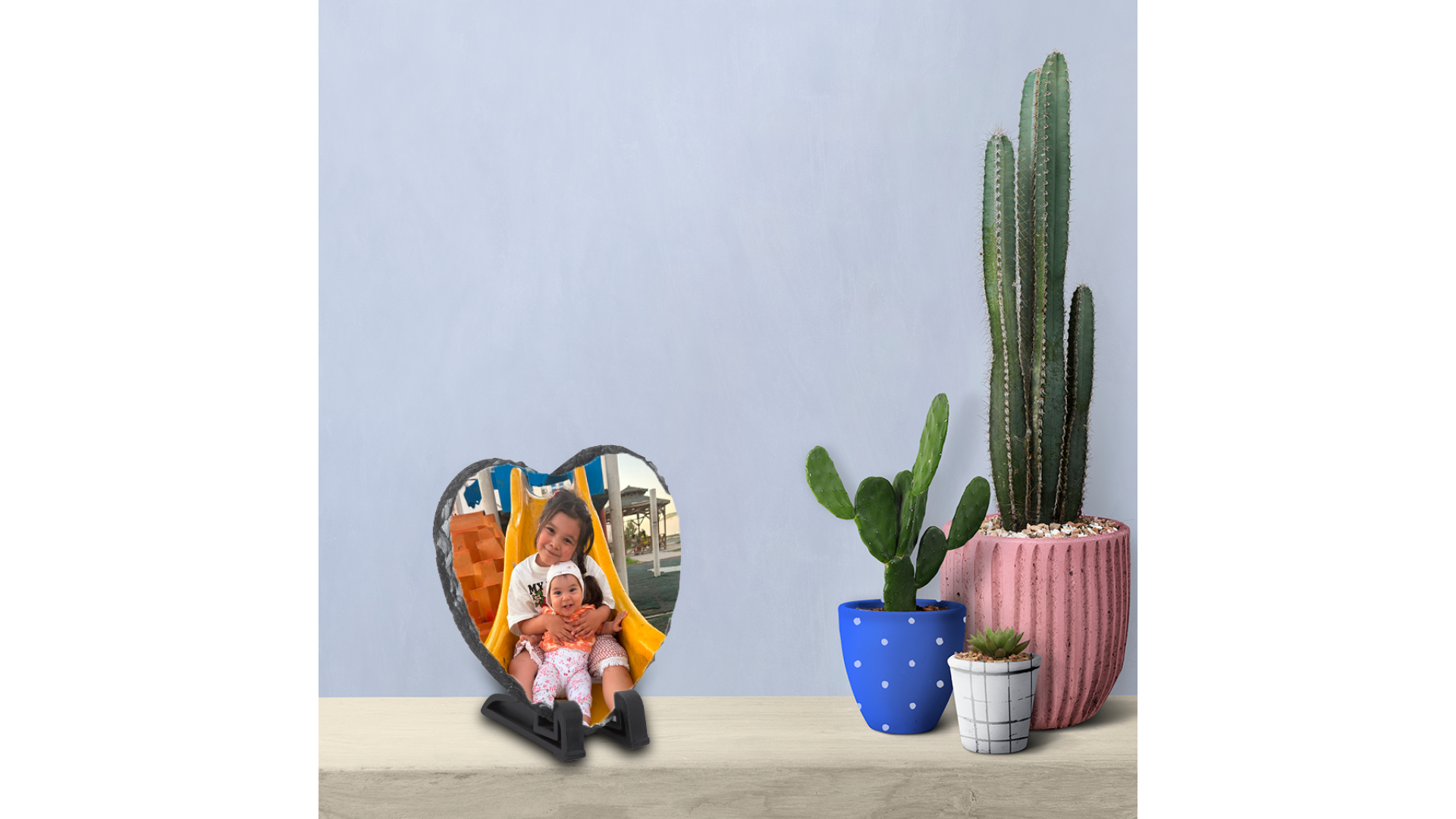 20x20 cm kalp doğal taş üzerine fotoğraf baskı ürün görseli