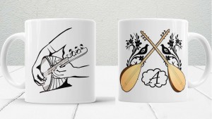 kişiye özel baş harfli saz bağlama temalı porselen kupa 