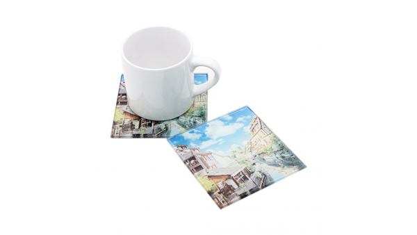 Cam Bardak Altlığı Kare –Firmalara Özel Bardak Altı