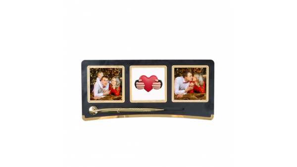 Ahşap Kalemli ve Fotoğraflı Masa İsimliği – Kişiye Özel Ofis Masaüstü İsimlik