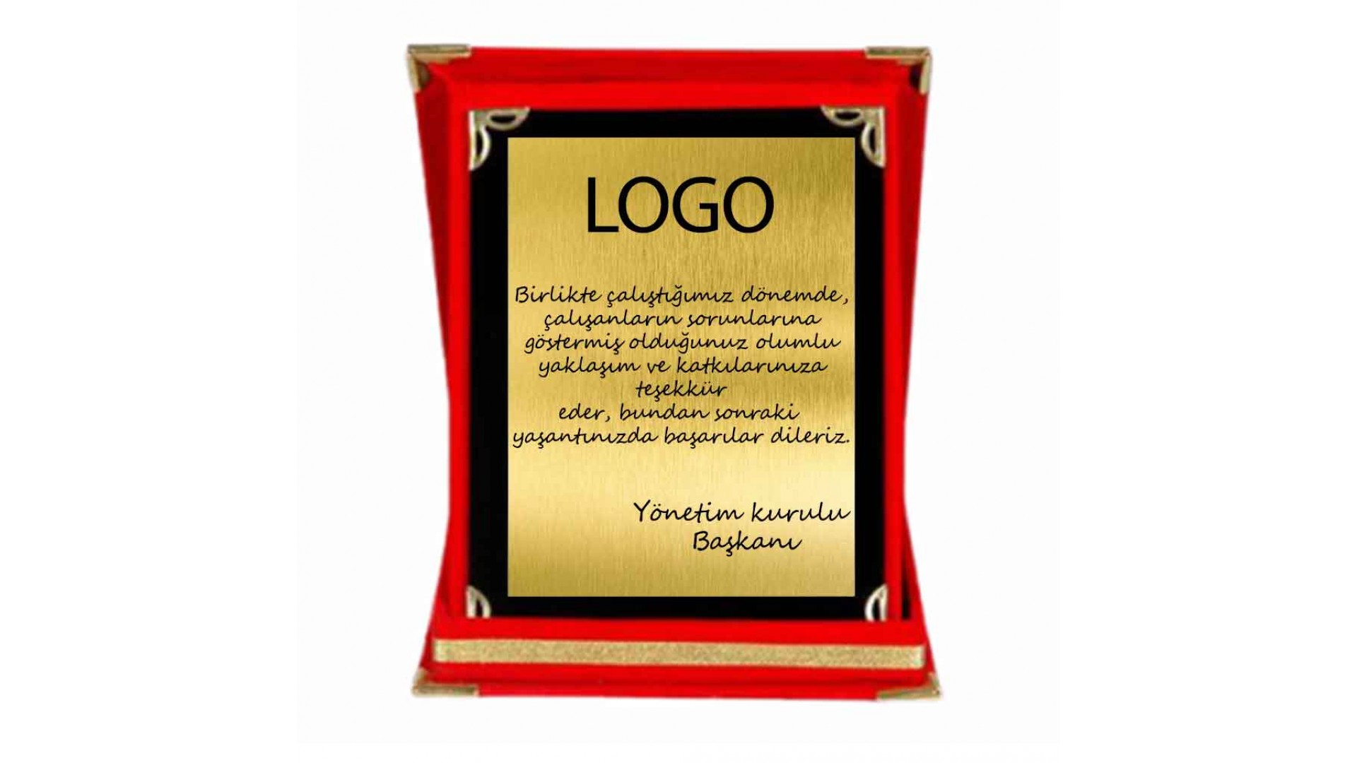 Profesyonel kişiye özel plaket modeli – kurumsal ödül ve teşekkür plaketi