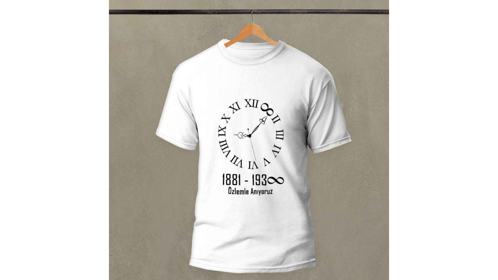 10 Kasım Atatürk anma baskılı pamuk-polyester beyaz t-shirt