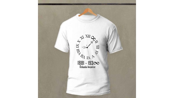 10 Kasım Atatürk Anma Baskılı Pamuk-Polyester Unisex T-Shirt | MiksHediye