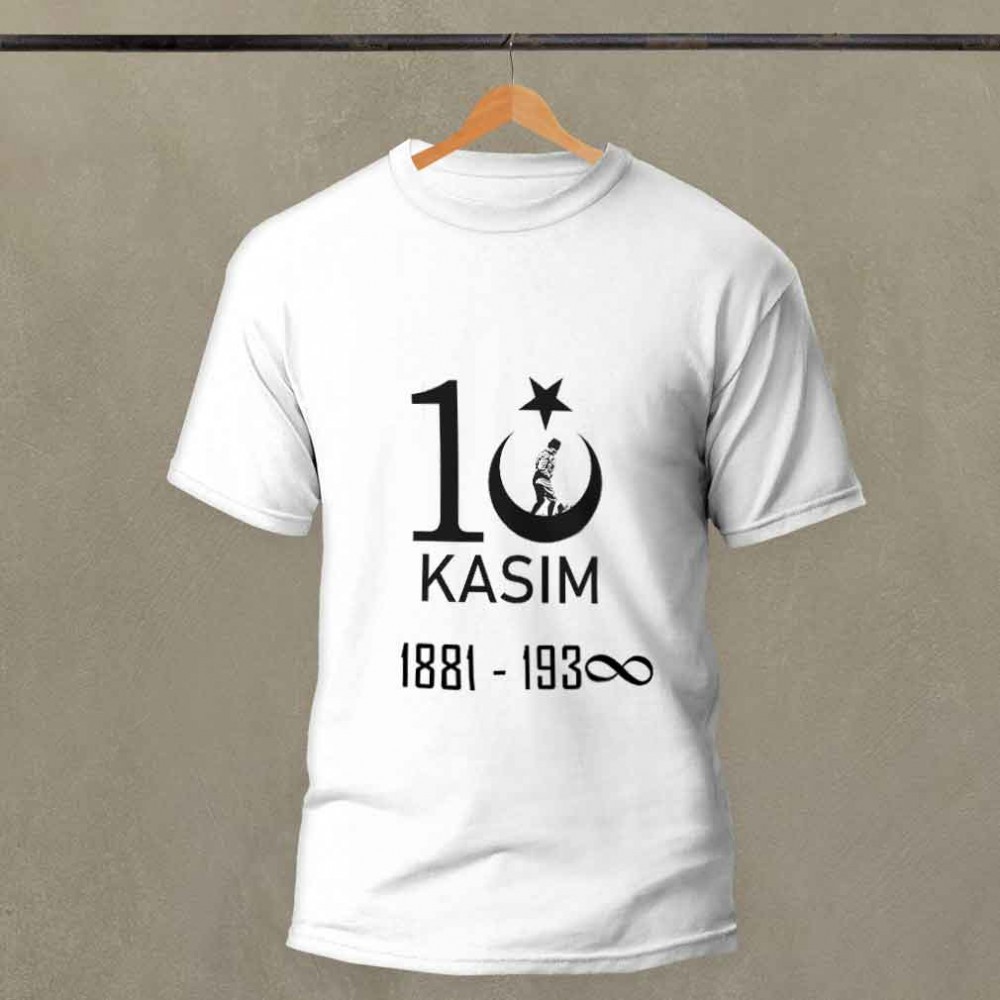 10 Kasım Atatürk Anma Baskılı Pamuk-Polyester Unisex T-Shirt | MiksHediye